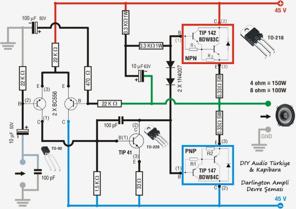 Darlington Çıkışlı Amplifikatör